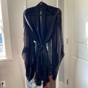 Victoria Secret Black robe with bell sleeves with jewels